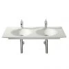 Roca - Kalahari-N Double Bowl Wall Mounted Basin - 1200mm -1 Tap Hole per Bowl -Wall Hung Basins Shop 1200 1TH BASIN LARGE