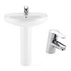 Roca Laura 560mm 1TH Basin with Full Pedestal + Victoria Basin Tap Pack -Wall Hung Basins Shop 32810001 P