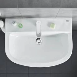Grohe Bau 600mm 1TH Basin + Half Pedestal -Wall Hung Basins Shop 39421000 D4 460 4