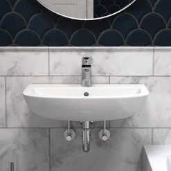 Grohe Bau Ceramic 600mm Complete Basin Package (Tap + waste included) -Wall Hung Basins Shop 39472000 d6 460