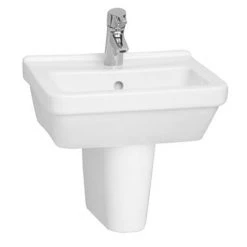 VitrA - S50 45cm Square Cloakroom Basin and Half Pedestal - 1 Tap Hole