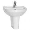 VitrA - S50 Round Washbasin & Half Pedestal - 1 Tap Hole - 4 Size Options