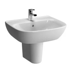 VitrA - Zentrum Basin and Half Pedestal - 1 Tap Hole - 4 x Size Options
