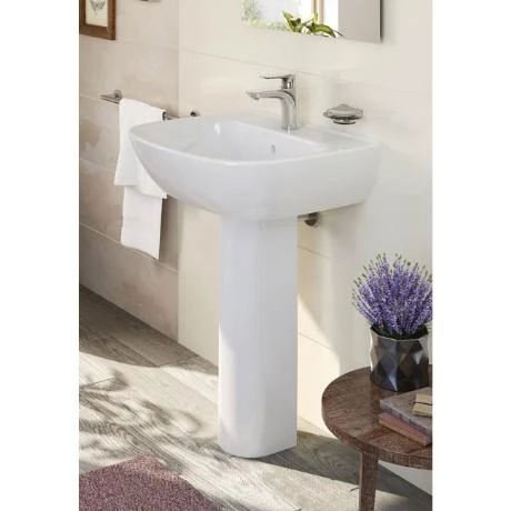 VitrA - Zentrum Basin and Pedestal - 1 Tap Hole - 4 x Size Options 4 VitrA - Zentrum Basin and Pedestal - 1 Tap Hole - 4 x Size Options - Image 2