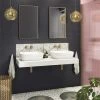 Arezzo Stone Resin Floating Basin Shelf incl. 2 Curved Rectangular Basins - 1200mm Wide -Wall Hung Basins Shop AZ12MWSLFB2 n p