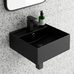 Arezzo 405mm Matt Black Square Wall Mounted / Counter Top Basin