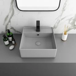 Arezzo 405mm Matt Grey Square Wall Mounted / Counter Top Basin 7 Arezzo 405mm Matt Grey Square Wall Mounted / Counter Top Basin -Wall Hung Basins Shop AZ4BMH n d3 460