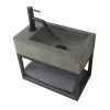 Arezzo Stone Wall Hung Copper Green Cloakroom Basin with Matt Black Towel Shelf -Wall Hung Basins Shop AZ4CG01F p