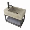 Arezzo Stone Wall Hung Natural Concrete Cloakroom Basin with Matt Black Towel Shelf -Wall Hung Basins Shop AZ4NC01F p