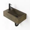 Arezzo Stone Wall Hung Vintage Brown Cloakroom Basin (400 x 230mm) 1 Tap Hole -Wall Hung Basins Shop AZ4VB01 p