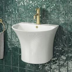 Arezzo Curved Ceramic One Piece Wall Hung Basin 1TH - 540mm Wide