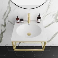 Arezzo 500 Wall Hung Basin with Brushed Brass Towel Rail Frame 13 Arezzo 500 Wall Hung Basin with Brushed Brass Towel Rail Frame -Wall Hung Basins Shop AZ5BBFRM d7 460