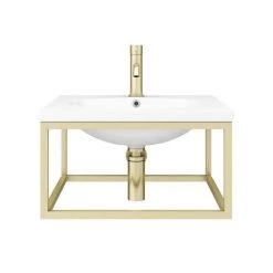 Arezzo 500 Wall Hung Basin with Brushed Brass Towel Rail Frame 11 Arezzo 500 Wall Hung Basin with Brushed Brass Towel Rail Frame -Wall Hung Basins Shop AZ5BBFRM NEW D4 460