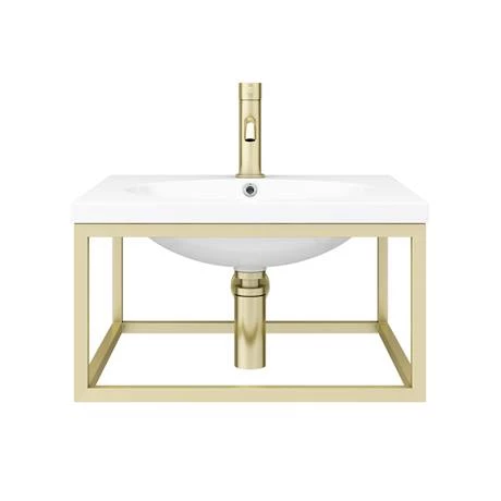 Arezzo 500 Wall Hung Basin with Brushed Brass Towel Rail Frame 6 Arezzo 500 Wall Hung Basin with Brushed Brass Towel Rail Frame - Image 4
