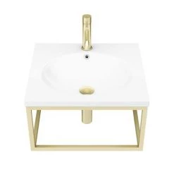 Arezzo 500 Wall Hung Basin with Brushed Brass Towel Rail Frame 10 Arezzo 500 Wall Hung Basin with Brushed Brass Towel Rail Frame -Wall Hung Basins Shop AZ5BBFRM d4n 460