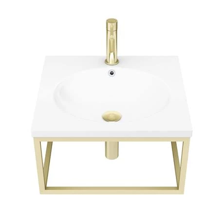 Arezzo 500 Wall Hung Basin with Brushed Brass Towel Rail Frame 5 Arezzo 500 Wall Hung Basin with Brushed Brass Towel Rail Frame - Image 3