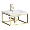 Arezzo 500 Wall Hung Basin with Brushed Brass Towel Rail Frame -Wall Hung Basins Shop AZ5BBFRM p