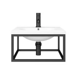 Arezzo 500 Wall Hung Basin with Matt Black Towel Rail Frame -Wall Hung Basins Shop AZ5BLKFRM d1a 460