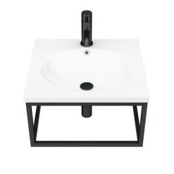 Arezzo 500 Wall Hung Basin with Matt Black Towel Rail Frame -Wall Hung Basins Shop AZ5BLKFRM d3 460