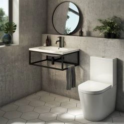 Arezzo 500 Wall Hung Basin with Matt Black Towel Rail Frame -Wall Hung Basins Shop AZ5BLKFRM nd3 460