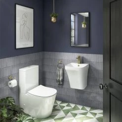 Arezzo Square Matt White Ceramic One Piece Wall Hung Basin 1TH - 365mm Wide -Wall Hung Basins Shop AZ5PSQMW detail2a 460
