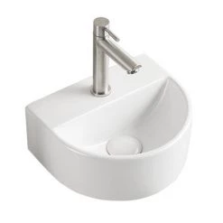 Arezzo Matt White Round Wall Hung Cloakroom Basin 1TH (303 x 255mm) 9 Arezzo Matt White Round Wall Hung Cloakroom Basin 1TH (303 x 255mm) -Wall Hung Basins Shop AZ7781MW detail03 460