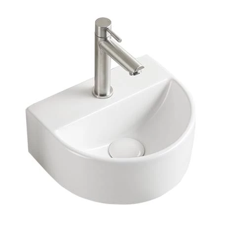 Arezzo Matt White Round Wall Hung Cloakroom Basin 1TH (303 x 255mm) 6 Arezzo Matt White Round Wall Hung Cloakroom Basin 1TH (303 x 255mm) - Image 4