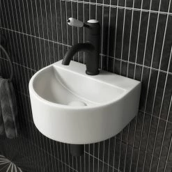 Arezzo Matt White Round Wall Hung Cloakroom Basin 1TH (303 x 255mm)