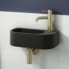 Arezzo 400 x 215mm Curved Wall Hung Cloakroom Basin - Matt Black -Wall Hung Basins Shop AZ7824B n p