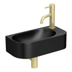 Arezzo 400 x 215mm Curved Wall Hung Cloakroom Basin - Matt Black -Wall Hung Basins Shop AZ7824B d3 460