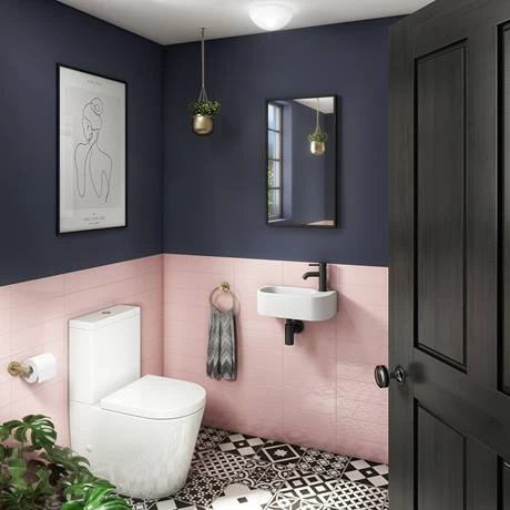 Arezzo 400 x 215mm Curved Wall Hung Cloakroom Basin - Matt White 4 Arezzo 400 x 215mm Curved Wall Hung Cloakroom Basin - Matt White - Image 2