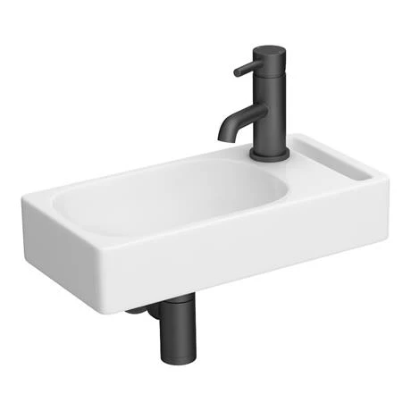 Arezzo Square Wall Hung Cloakroom Basin w. Integrated Towel Rail - Gloss White 5 Arezzo Square Wall Hung Cloakroom Basin w. Integrated Towel Rail - Gloss White - Image 3