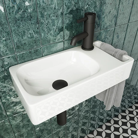 Arezzo Square Wall Hung Cloakroom Basin w. Integrated Towel Rail - Gloss White 3 Arezzo Square Wall Hung Cloakroom Basin w. Integrated Towel Rail - Gloss White