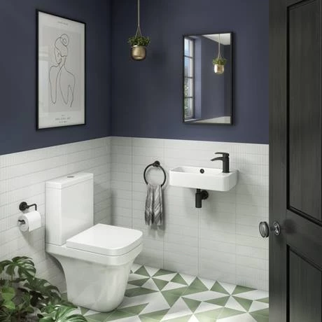 Arezzo 455 x 270mm Curved Offset Wall Hung 1TH Cloakroom Basin 5 Arezzo 455 x 270mm Curved Offset Wall Hung 1TH Cloakroom Basin - Image 3