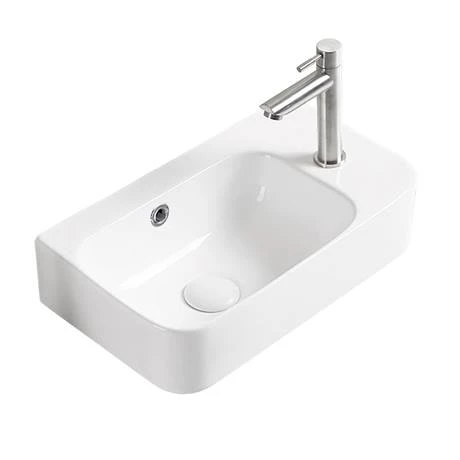 Arezzo 455 x 270mm Curved Offset Wall Hung 1TH Cloakroom Basin 6 Arezzo 455 x 270mm Curved Offset Wall Hung 1TH Cloakroom Basin - Image 4