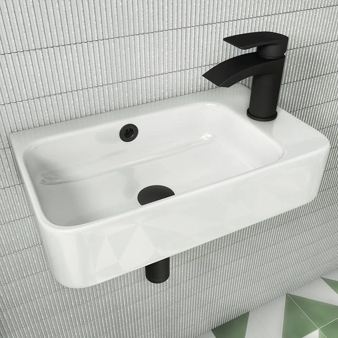 Arezzo 455 x 270mm Curved Offset Wall Hung 1TH Cloakroom Basin 3 Arezzo 455 x 270mm Curved Offset Wall Hung 1TH Cloakroom Basin