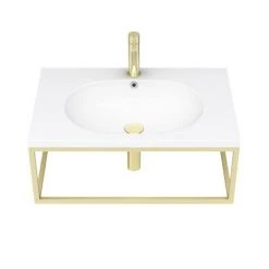 Arezzo 700 Wall Hung Basin with Brushed Brass Towel Rail Frame -Wall Hung Basins Shop AZ7BBFRM n d1a 460