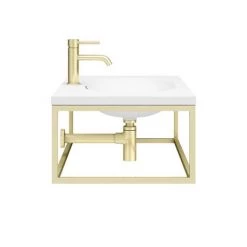 Arezzo 700 Wall Hung Basin with Brushed Brass Towel Rail Frame -Wall Hung Basins Shop AZ7BBFRM n d2a 460