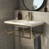 Arezzo 700 Wall Hung Basin with Brushed Brass Towel Rail Frame -Wall Hung Basins Shop AZ7BBFRM p