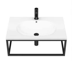 Arezzo 700 Wall Hung Basin with Matt Black Towel Rail Frame -Wall Hung Basins Shop AZ7BLKFRM d4 460