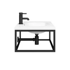 Arezzo 700 Wall Hung Basin with Matt Black Towel Rail Frame -Wall Hung Basins Shop AZ7BLKFRM d5 460