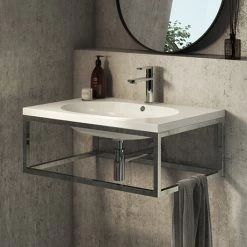 Arezzo 700 Wall Hung Basin with Chrome Towel Rail Frame
