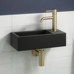 Arezzo 410 x 210mm Square Wall Hung Cloakroom Basin - Matt Black