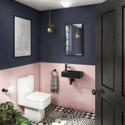 Arezzo 410 x 210 Square Wall Hung Basin with Tap Package (Matt Black) -Wall Hung Basins Shop AZ948DMBPK d2 460