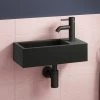 Arezzo 410 x 210 Square Wall Hung Basin with Tap Package (Matt Black) -Wall Hung Basins Shop AZ948DMBPK p