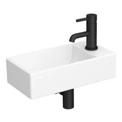 Arezzo 410 x 210mm Square Wall Hung Cloakroom Basin - Matt White -Wall Hung Basins Shop AZ948DW d3 460