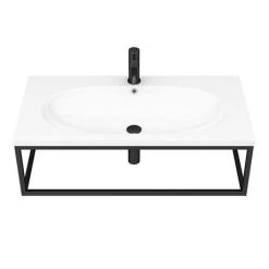 Arezzo 900 Wall Hung Basin with Matt Black Towel Rail Frame 9 Arezzo 900 Wall Hung Basin with Matt Black Towel Rail Frame -Wall Hung Basins Shop AZ9BLKFRM d2 460