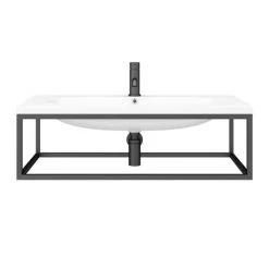 Arezzo 900 Wall Hung Basin with Matt Black Towel Rail Frame 10 Arezzo 900 Wall Hung Basin with Matt Black Towel Rail Frame -Wall Hung Basins Shop AZ9BLKFRM d3 460