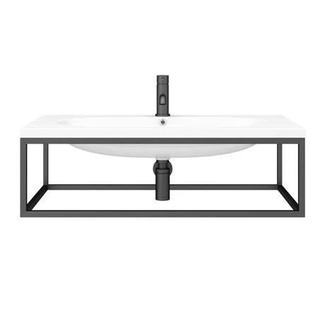 Arezzo 900 Wall Hung Basin with Matt Black Towel Rail Frame 6 Arezzo 900 Wall Hung Basin with Matt Black Towel Rail Frame - Image 4