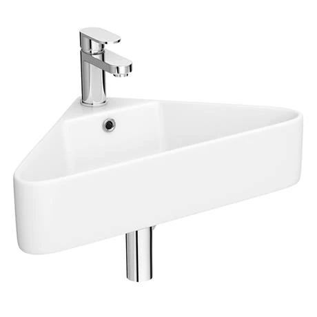 Arezzo Corner Cloakroom Basin 1TH - Gloss White 4 Arezzo Corner Cloakroom Basin 1TH - Gloss White - Image 2